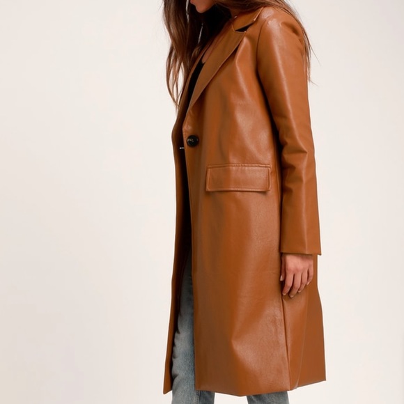 Lulus Vegan Leather Coat - Picture 2 of 4